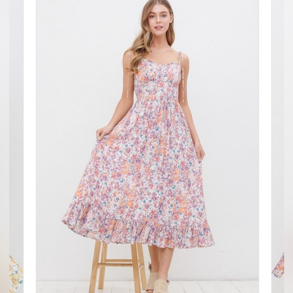 NWT Flowy floral midi sundress | small | Mauve/pastels | akaiv | Boutique
